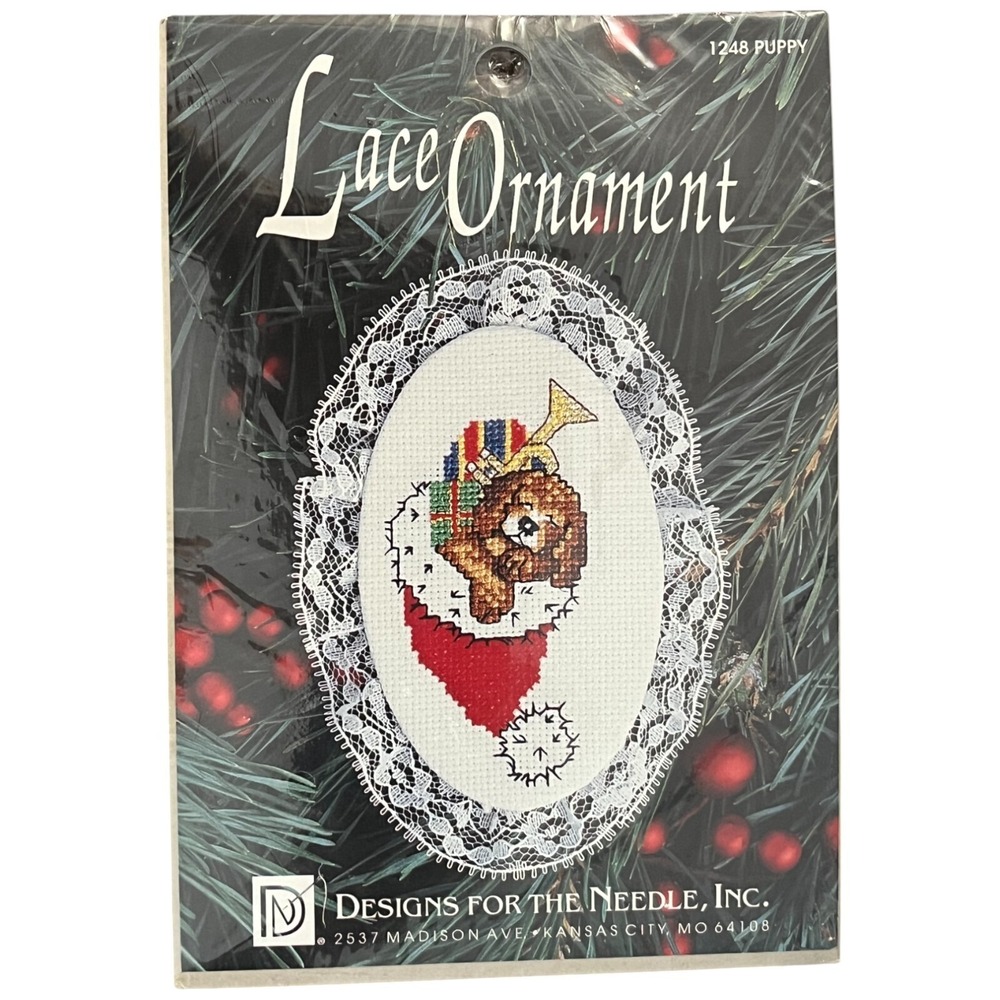 Cross Stitch Lace Ornament Puppy in Stocking Designs for the Needle 1248
